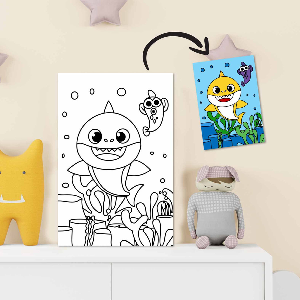 Baby shark coloring tableau – 5ouza3balat