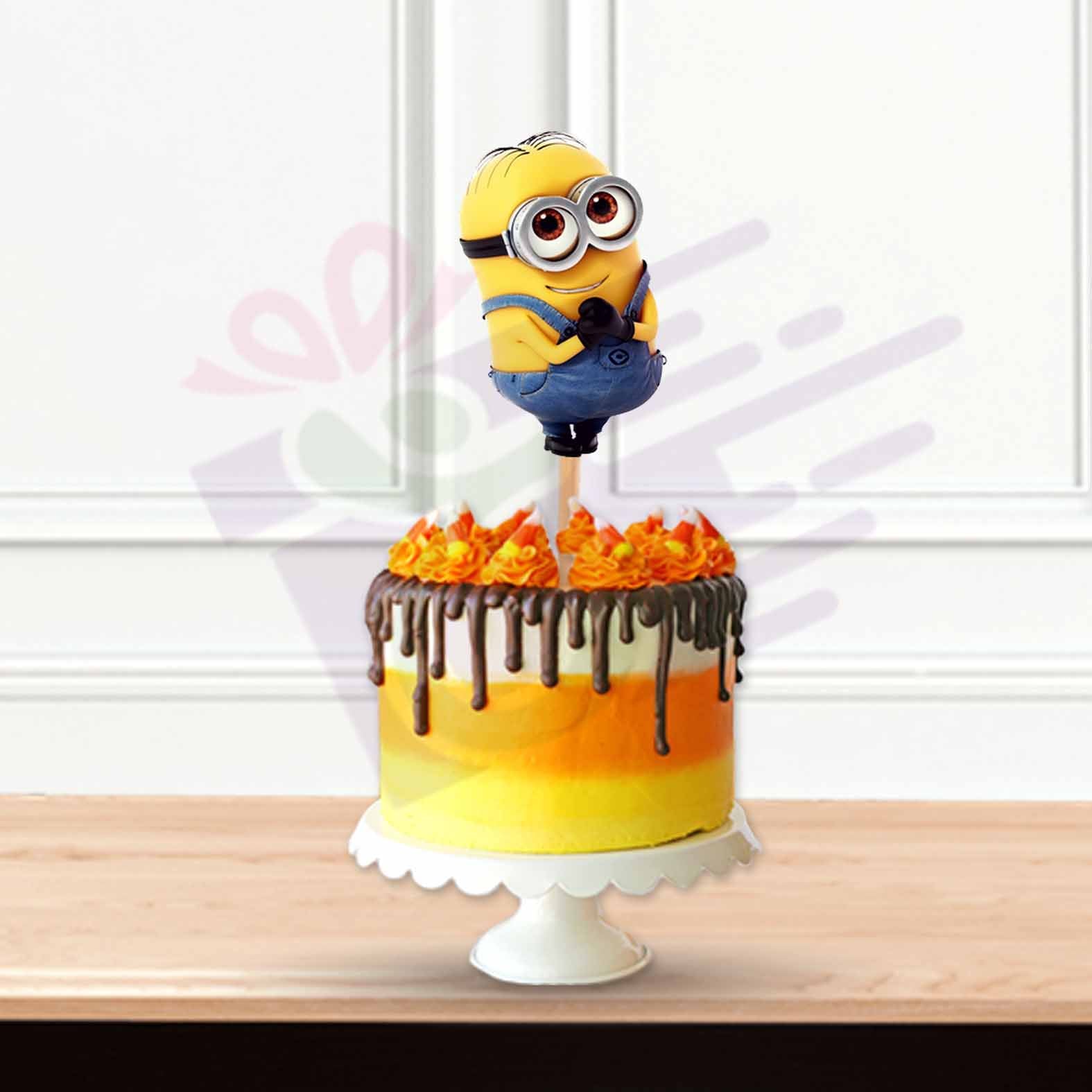 Minion Party Ideas- Birthday Cake, Fruit Tray, Minion Balloons and FREE printable  cake topper | Feeling Nifty